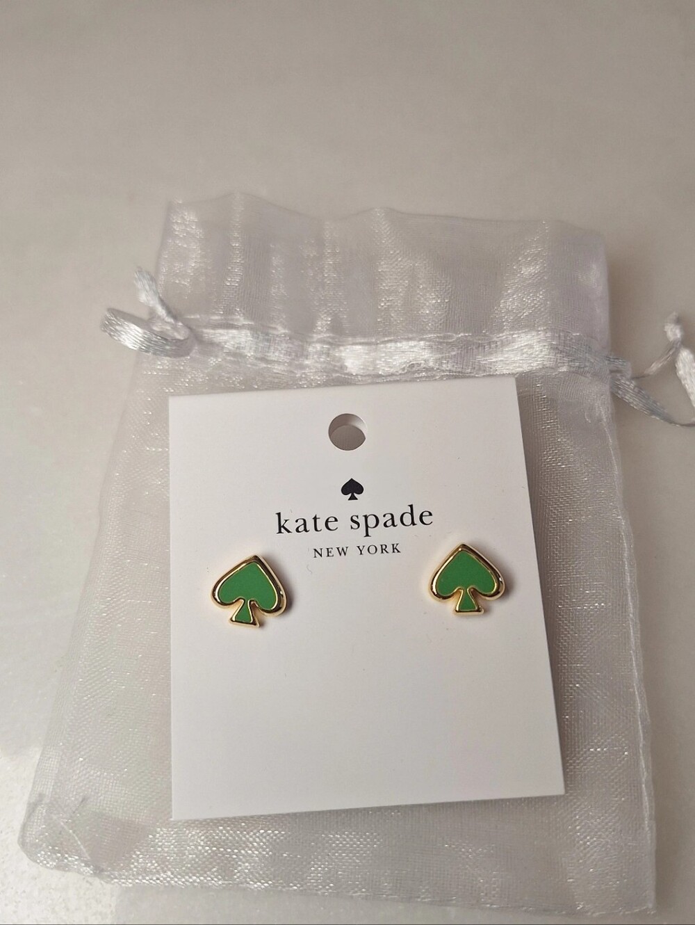 Kate Spade Green Heritage Spade Stud Earrings NWT - Picture 2 of 4